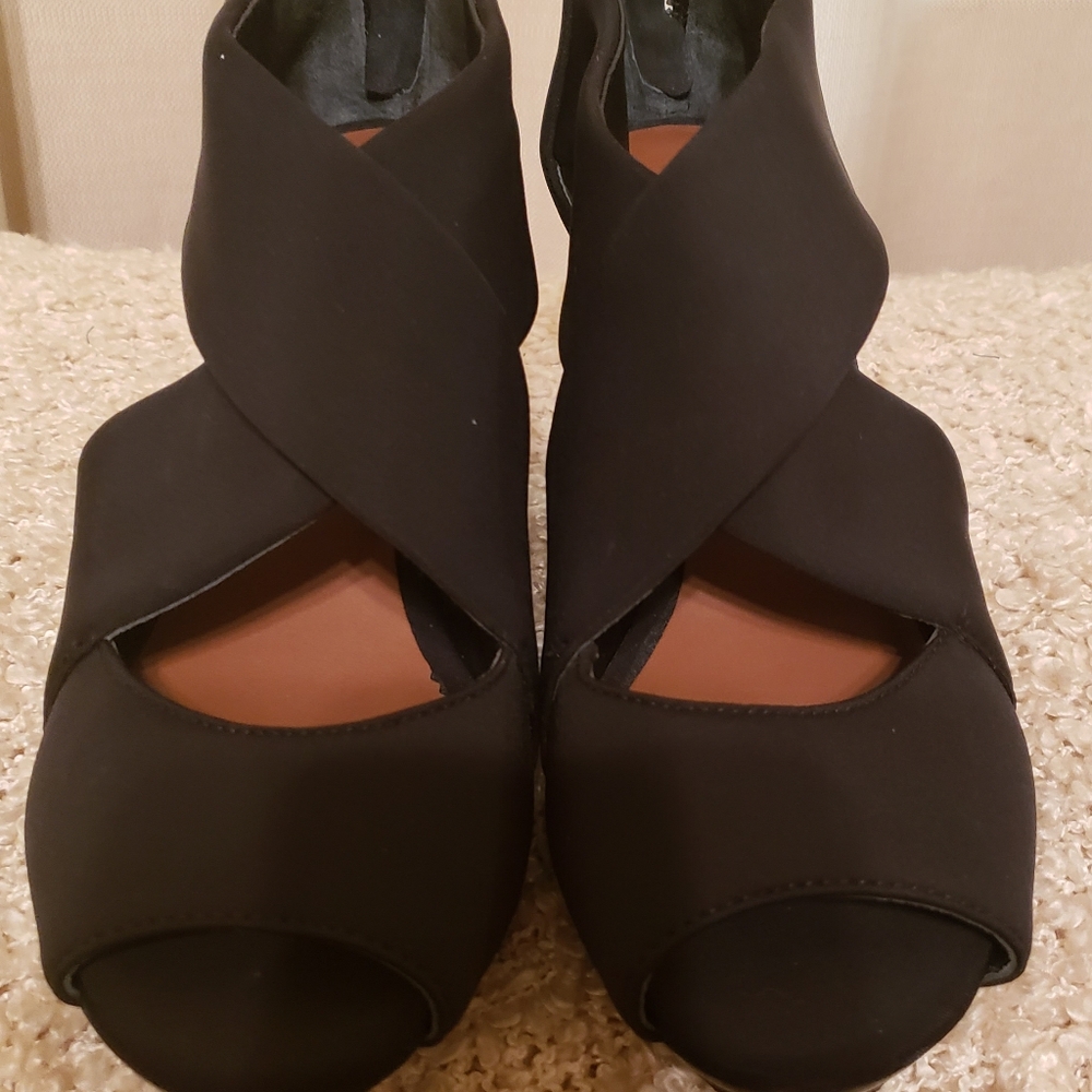 Donald J. Pilner Black,wedge sandal.